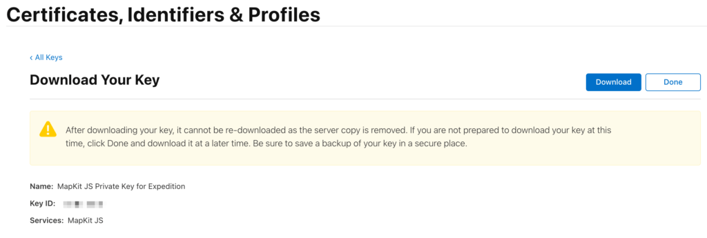 Download your private key